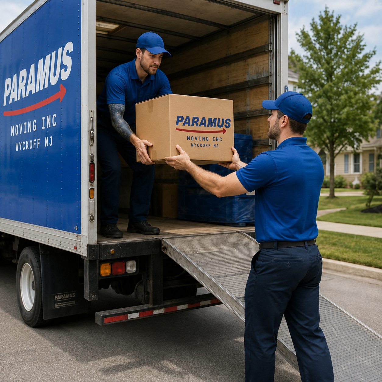 A box handed down from the truck bed at delivery